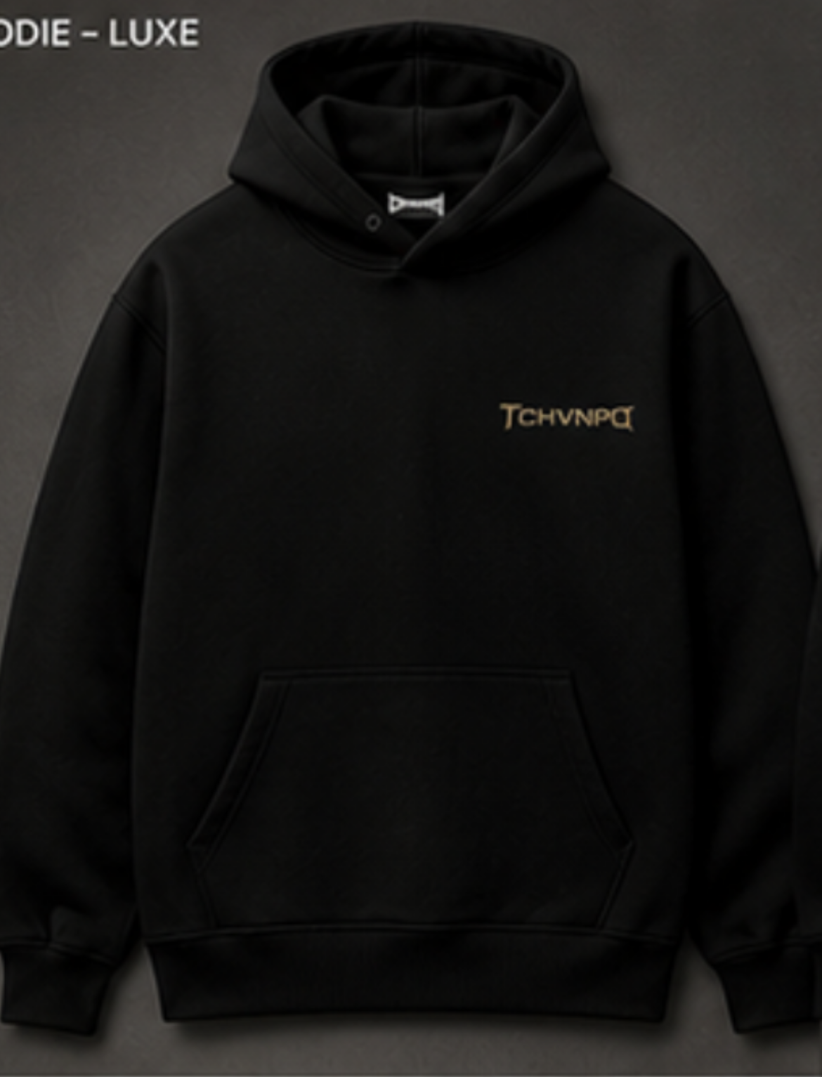 Black hoodie type luxe