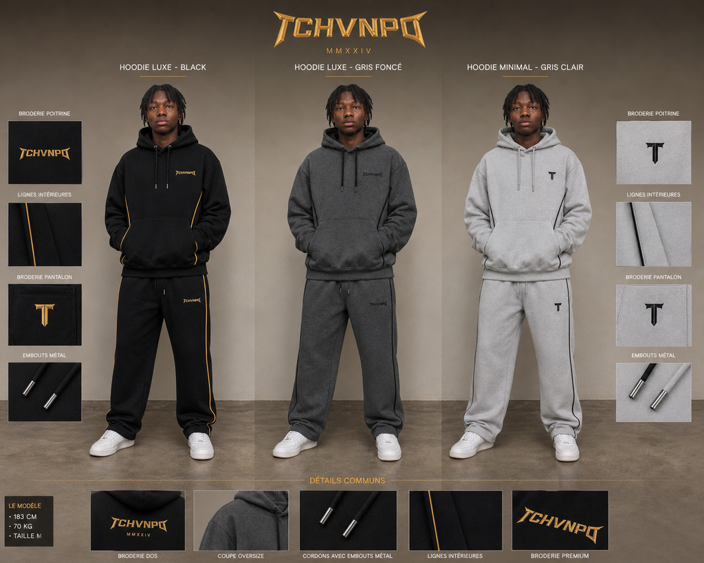 Black hoodie type luxe